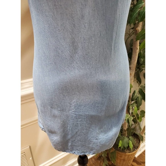 Divided Women Blue Floral 100% Lyocell Off The Shoulder Casual Top Blouse Size 2 - Picture 4 of 12